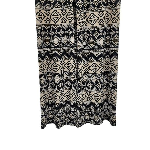 Womens Long Stretch Flare Pants M Black Tan Tribal Aztec Flowy Boho Festival - Picture 8 of 13